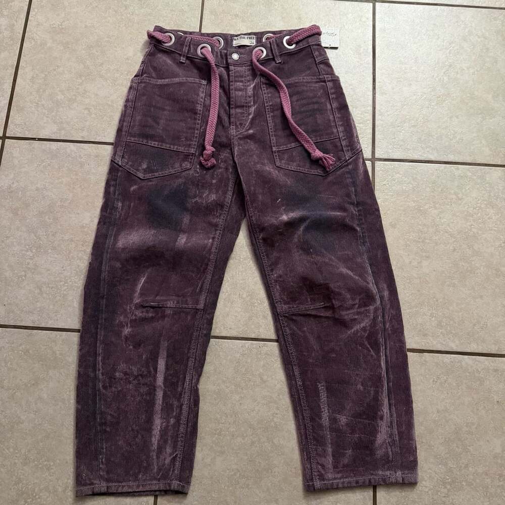 We The Free Moxie Flocked Barrel Jeans Size 26 Purple